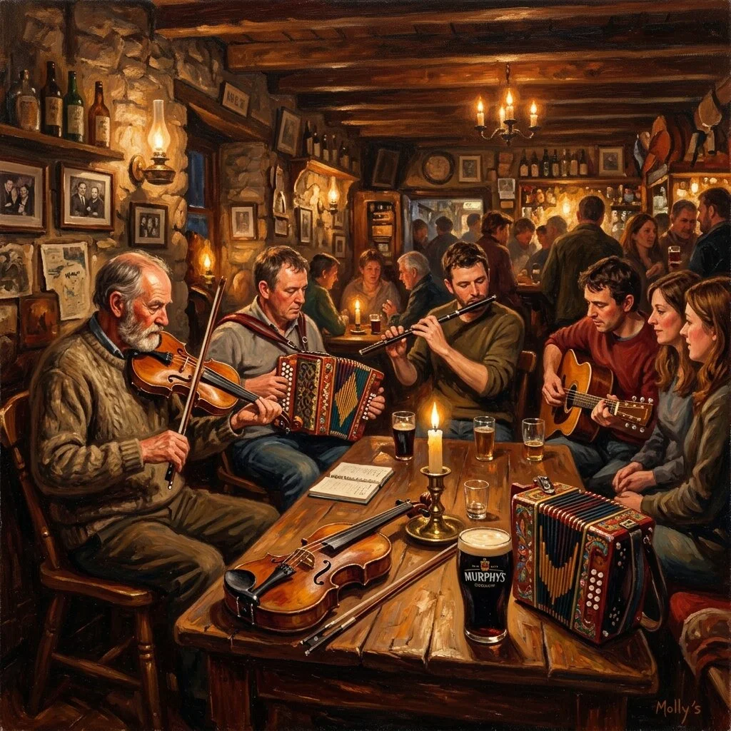 Accordion and fiddle on table