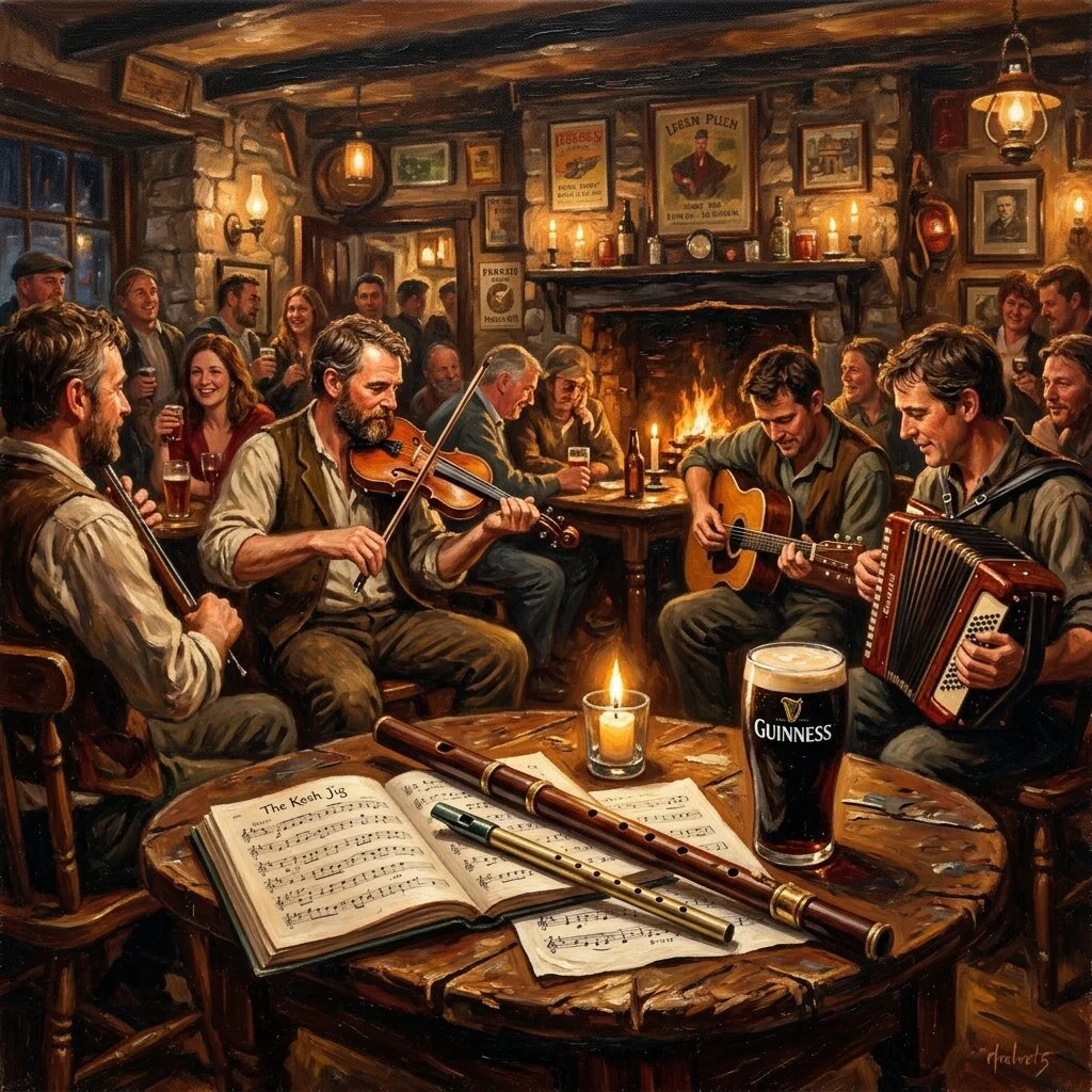 Tin whistle and flute on session table